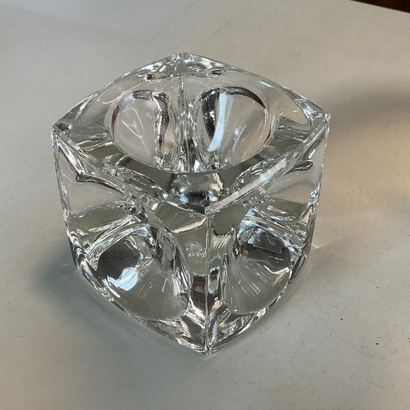 Vintage Double Ended Concave Cube Glass Candle Holder - Picture 1 of 6